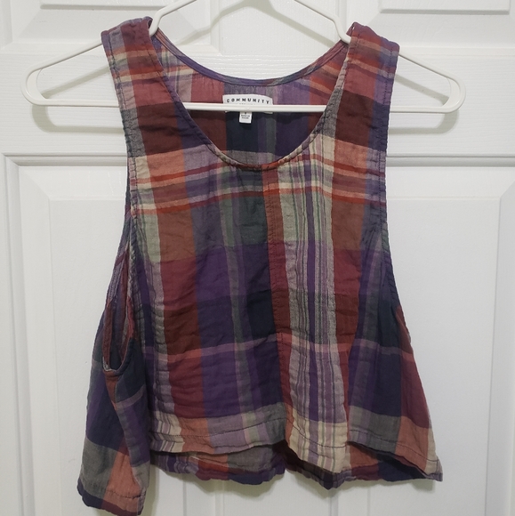 Aritzia Community Plaid Crop Top and Shorts Set - Picture 2 of 10